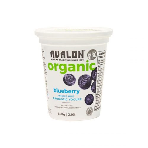 Avalon Organic Blueberry Yogurt, 650g – 6/cs