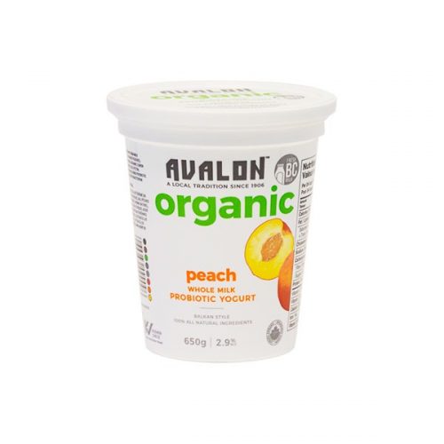 Avalon Organic Peach Yogurt, 650g – 6/cs